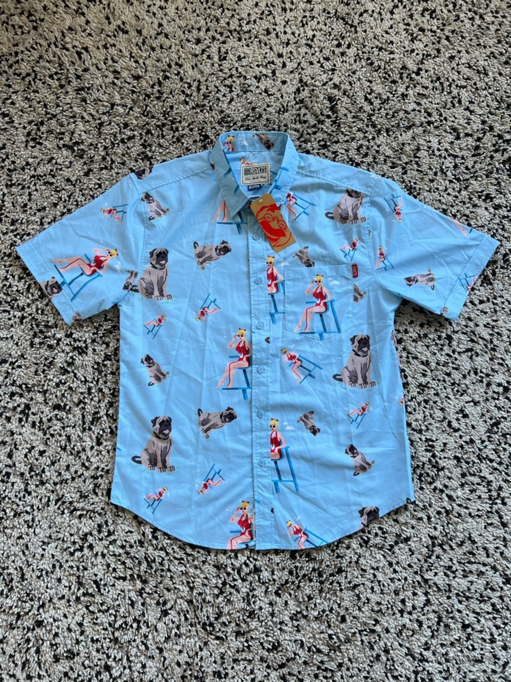 RSVLTS The Sandlot Roosevelt’s Blue Short Sleeve Button Down Shirt Men’s Medium